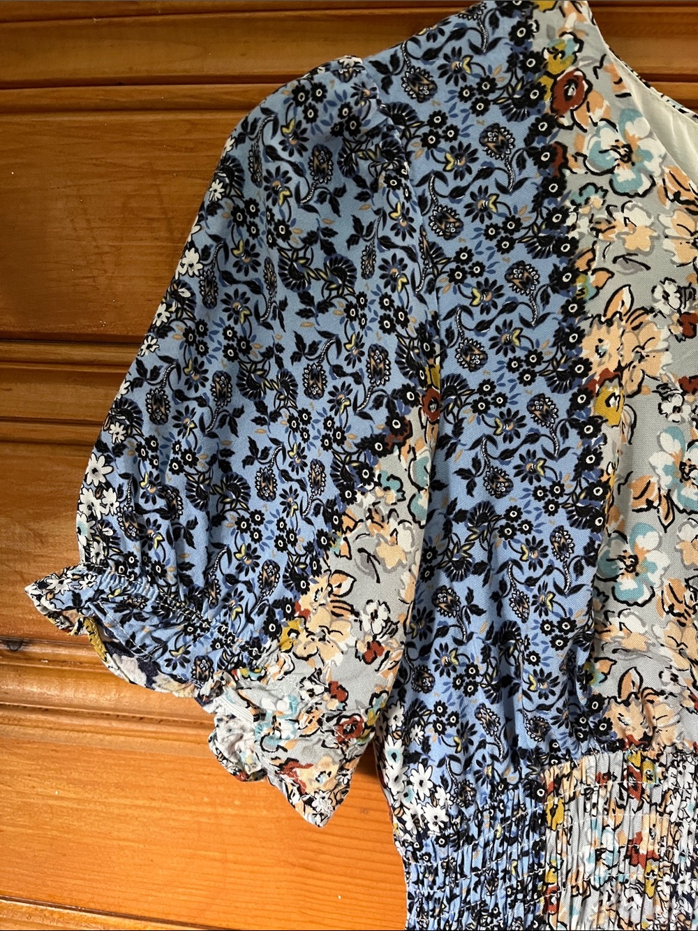 Roolee Blue Floral Patchwork Midi Dress - Picture 4 of 10